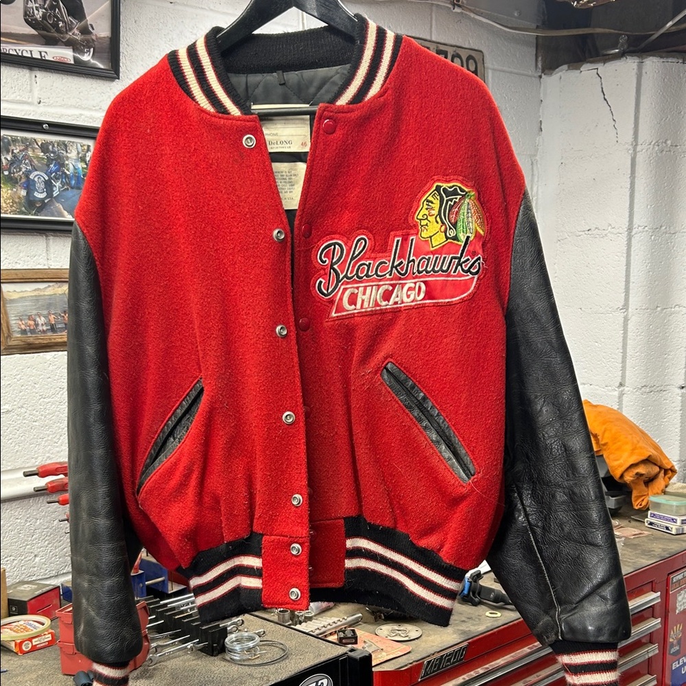 Red Blackhawks Varsity Jacket